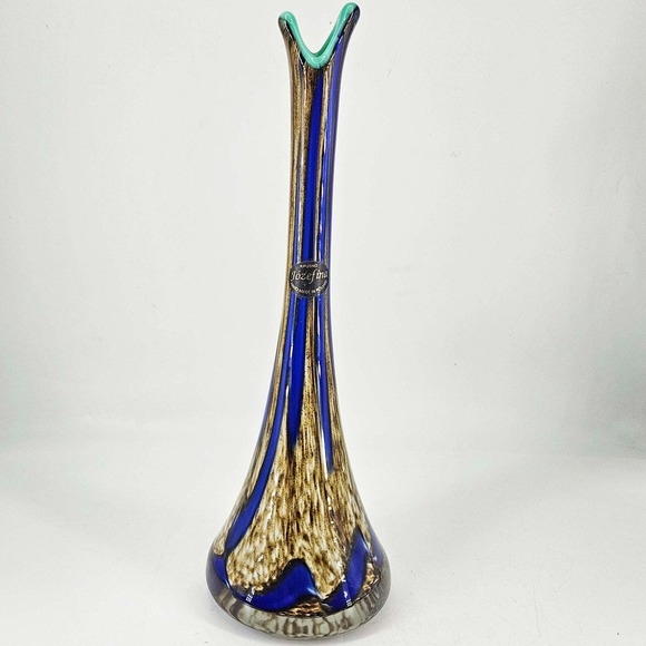 Hand blown studio art Cased swung glass Josefina Krosno Poland Vase New